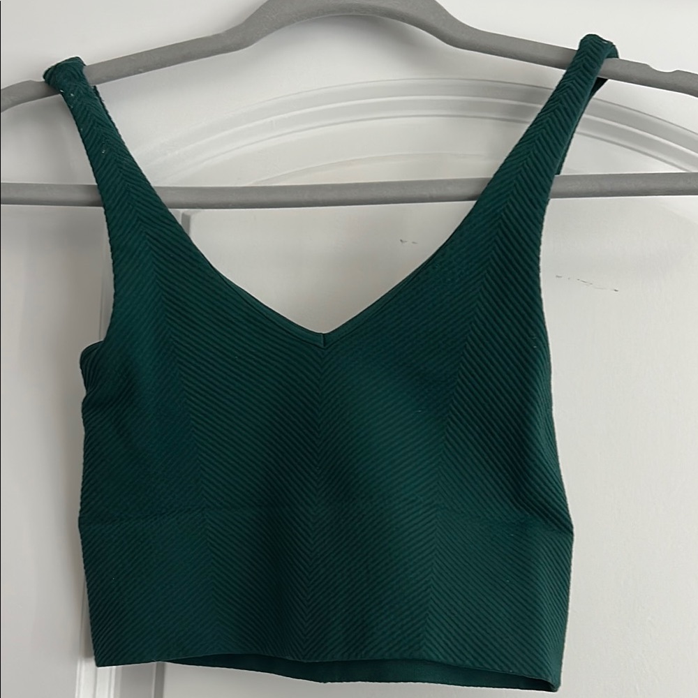 Dark Green V-Neck Crop Top